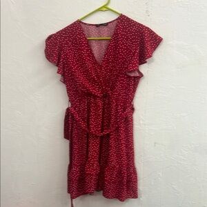 Red Polka Dot Wrap Dress